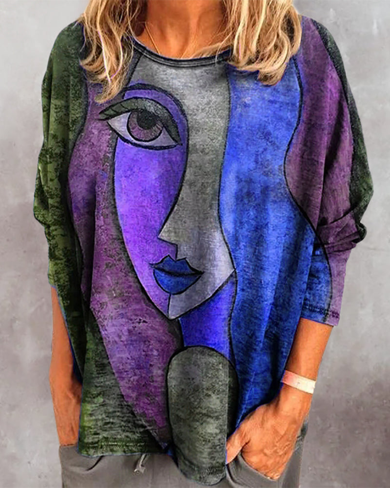 Figure print long sleeve top