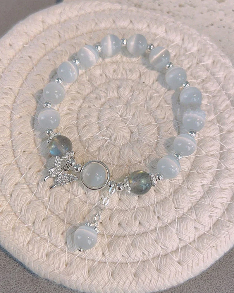Imitation cat eye crystal butterfly bracelet