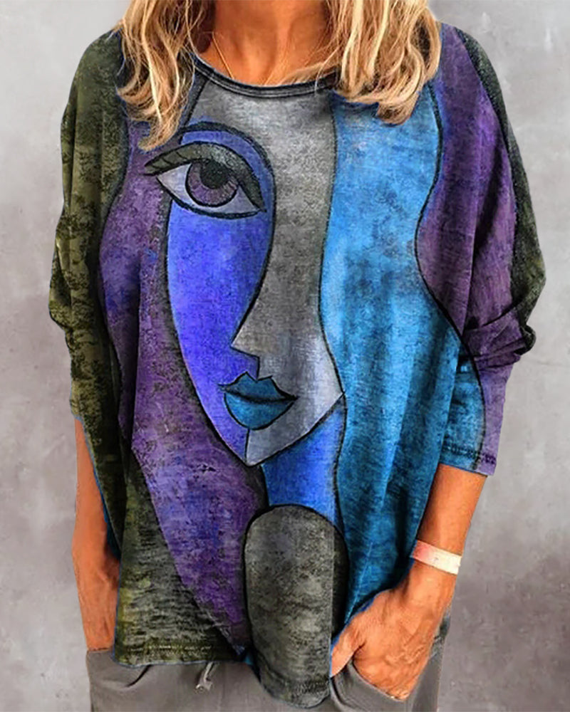 Figure print long sleeve top