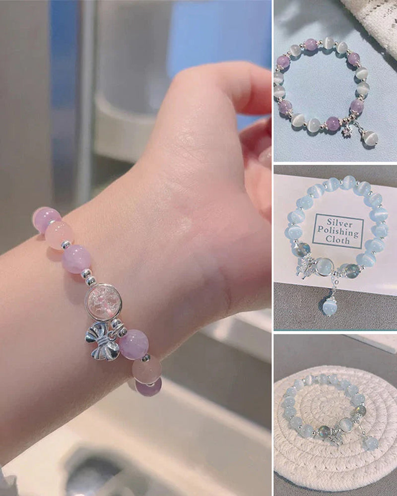 Imitation cat eye crystal butterfly bracelet