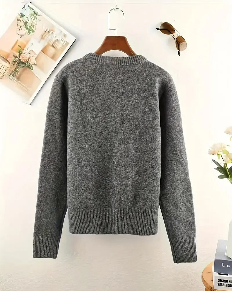 Casual Solid Color Long-Sleeved Cardigan