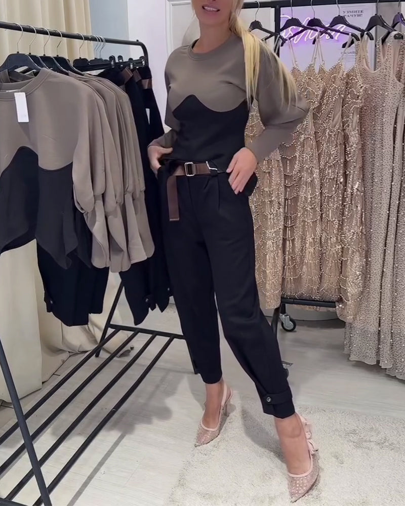 Round Neck Long Sleeve Fitted Top