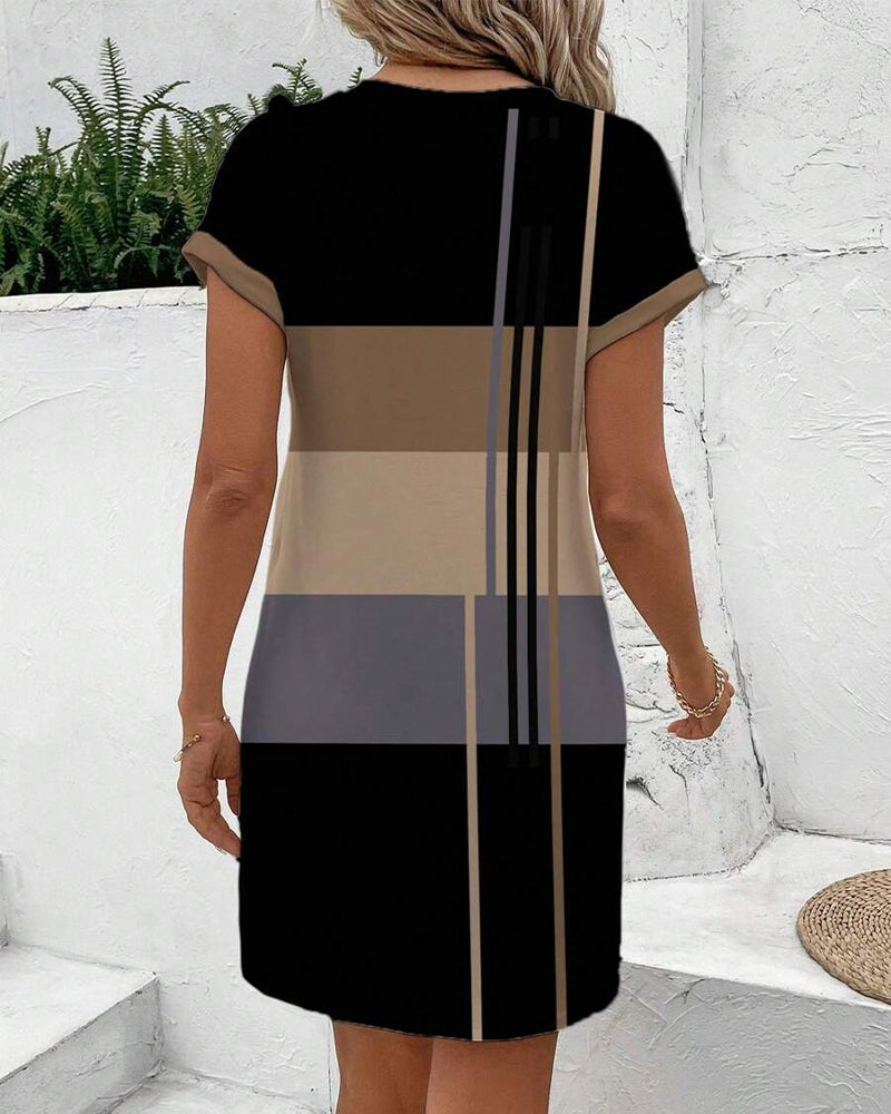 Round Neck Fashion Casual Printed Dress