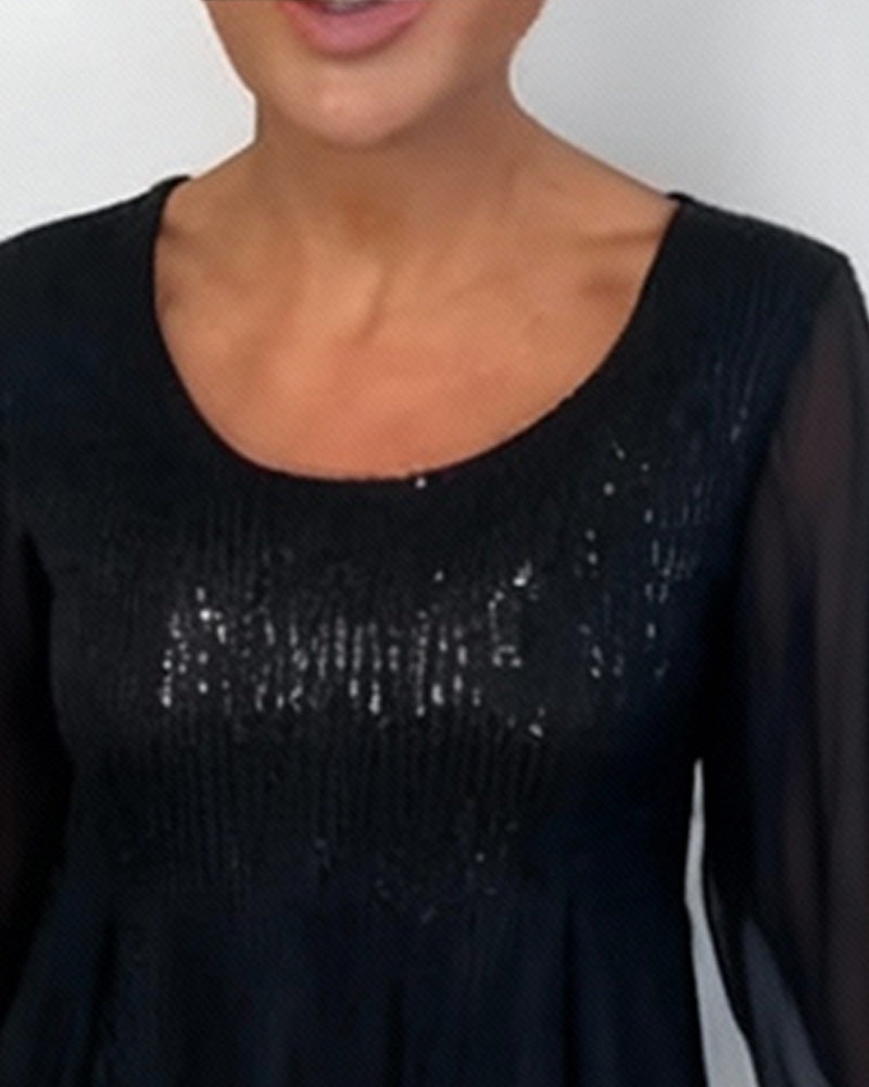 Round Neck Fashionable Solid Color Loose Dress