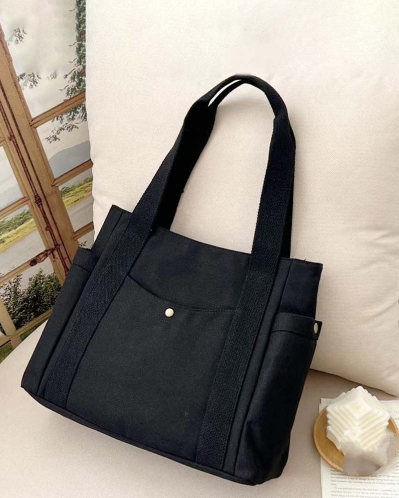 Large capacity canvas bag with double handles