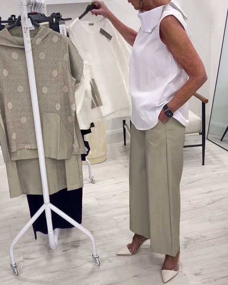 Sleeveless Wide Collar Fashion Suit