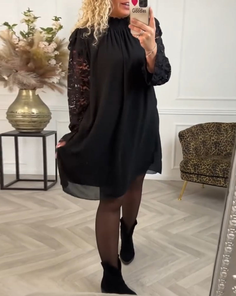 Elegant Hollow Shift dress with Lace