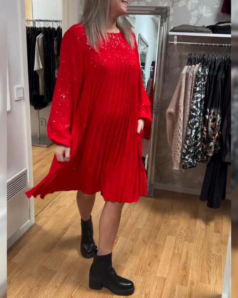 Puff-Sleeve Ruched Loose Dress