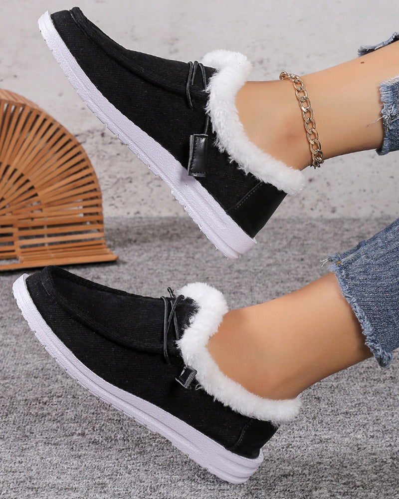 Solid color thick warm cotton shoes