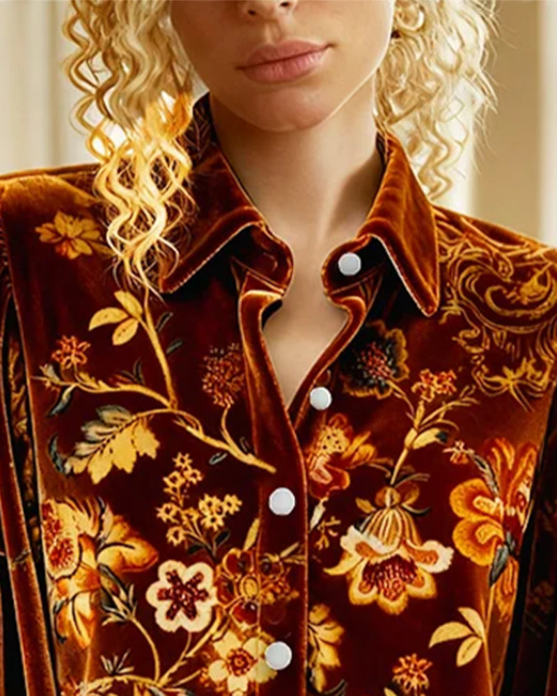 Lantern Sleeve Printed Shirt