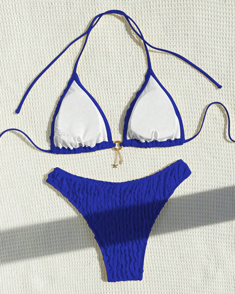 Sexy Solid Color Two-Piece Triangle Bikini