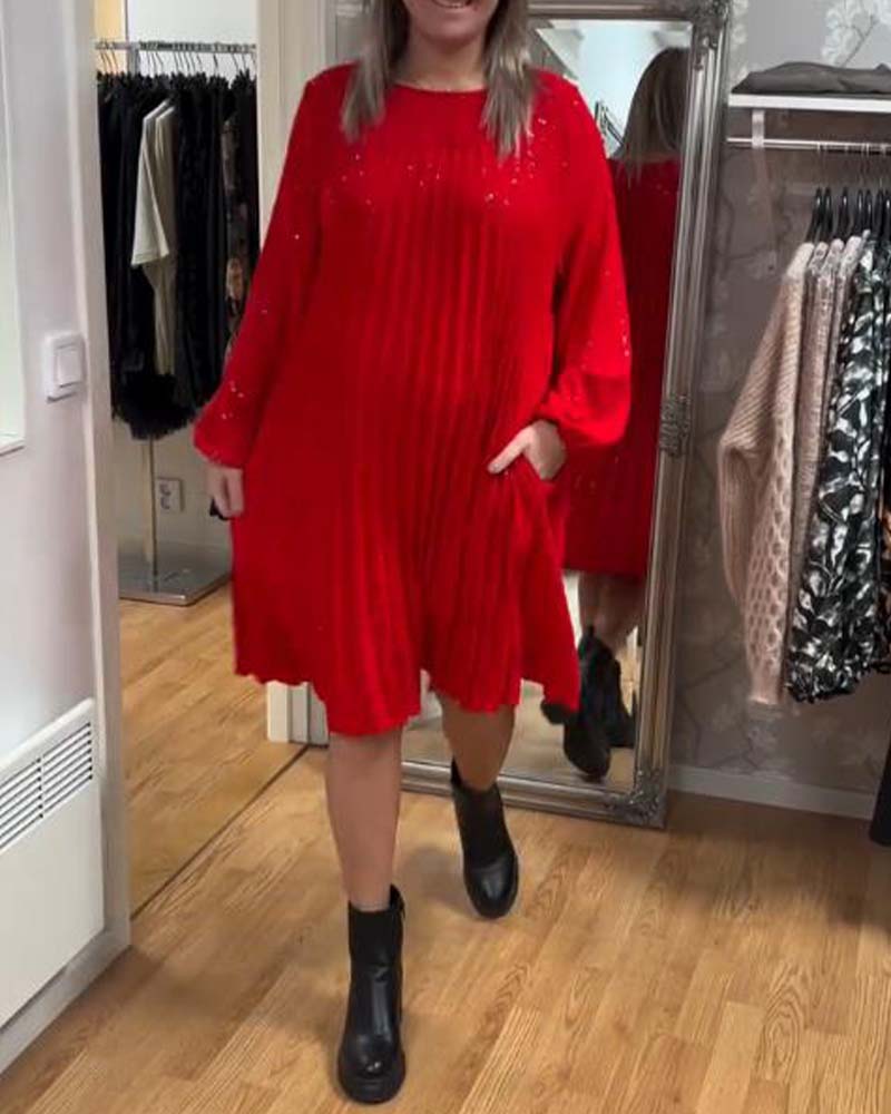 Puff-Sleeve Ruched Loose Dress