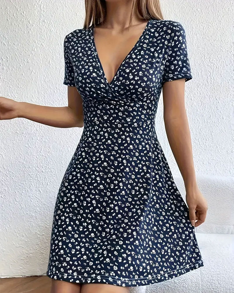 Floral V-Neck Casual Dress