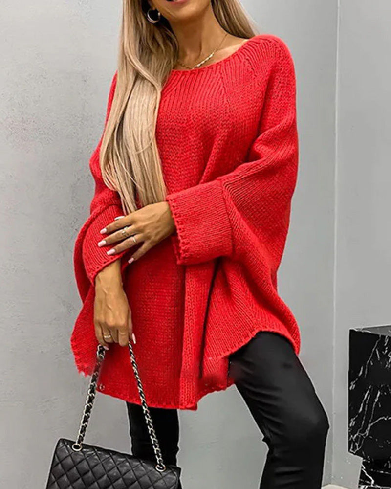 Elegant knitted cape sweater for women