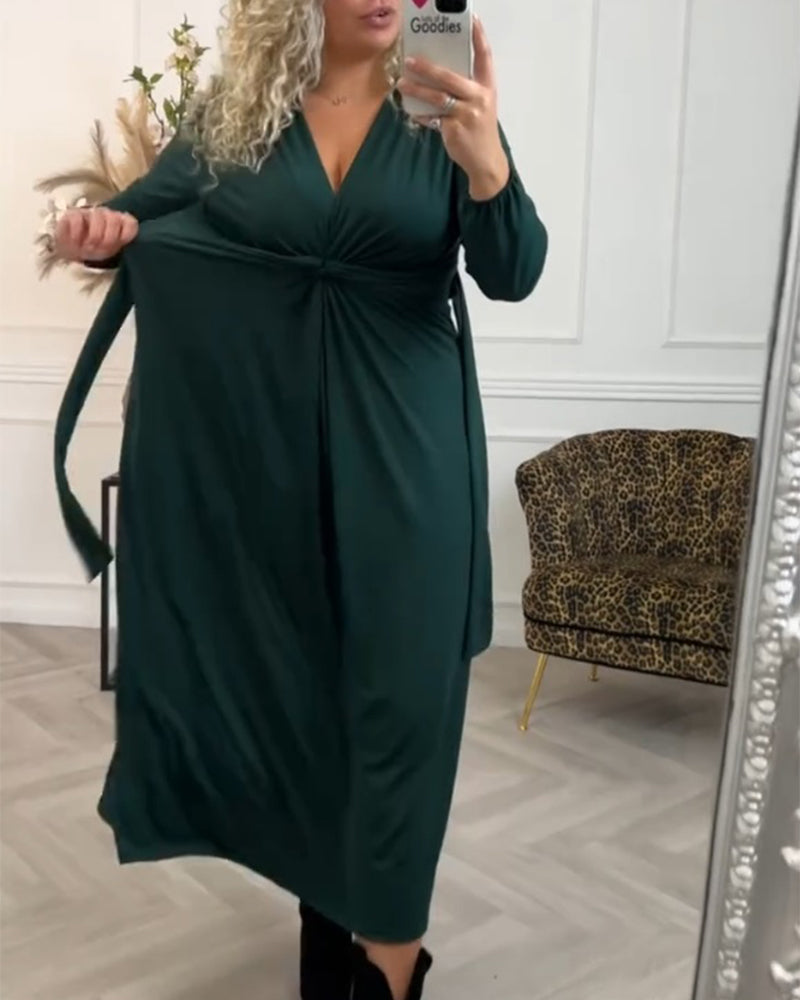 Sexy solid color Dress with Long Sleeve