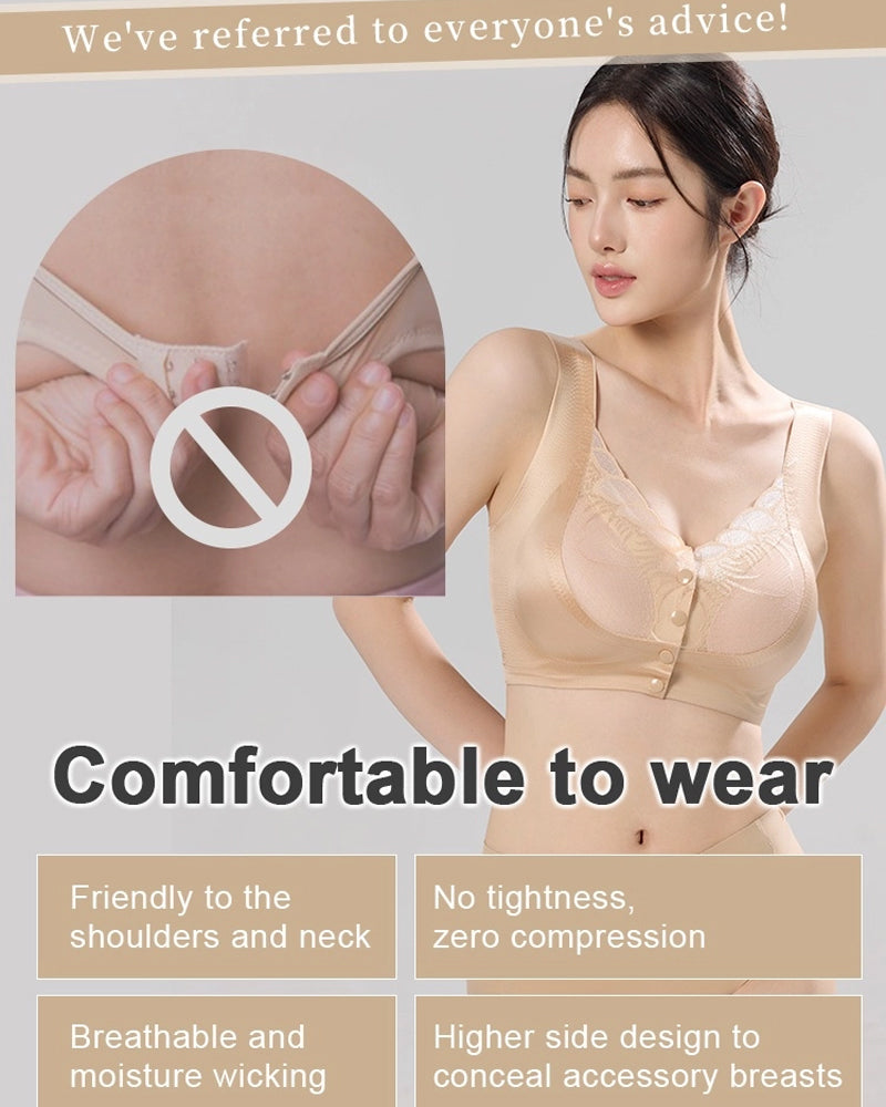 Front Buckle Satin Lace Bra