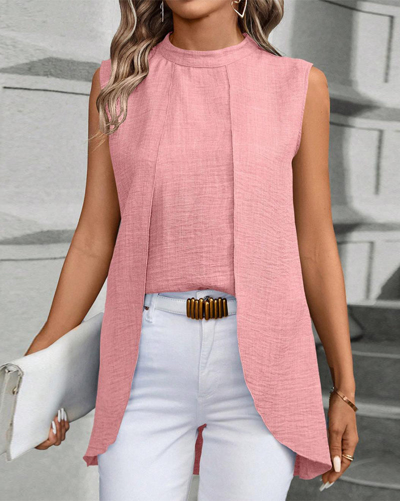 Elegant solid color sleeveless top