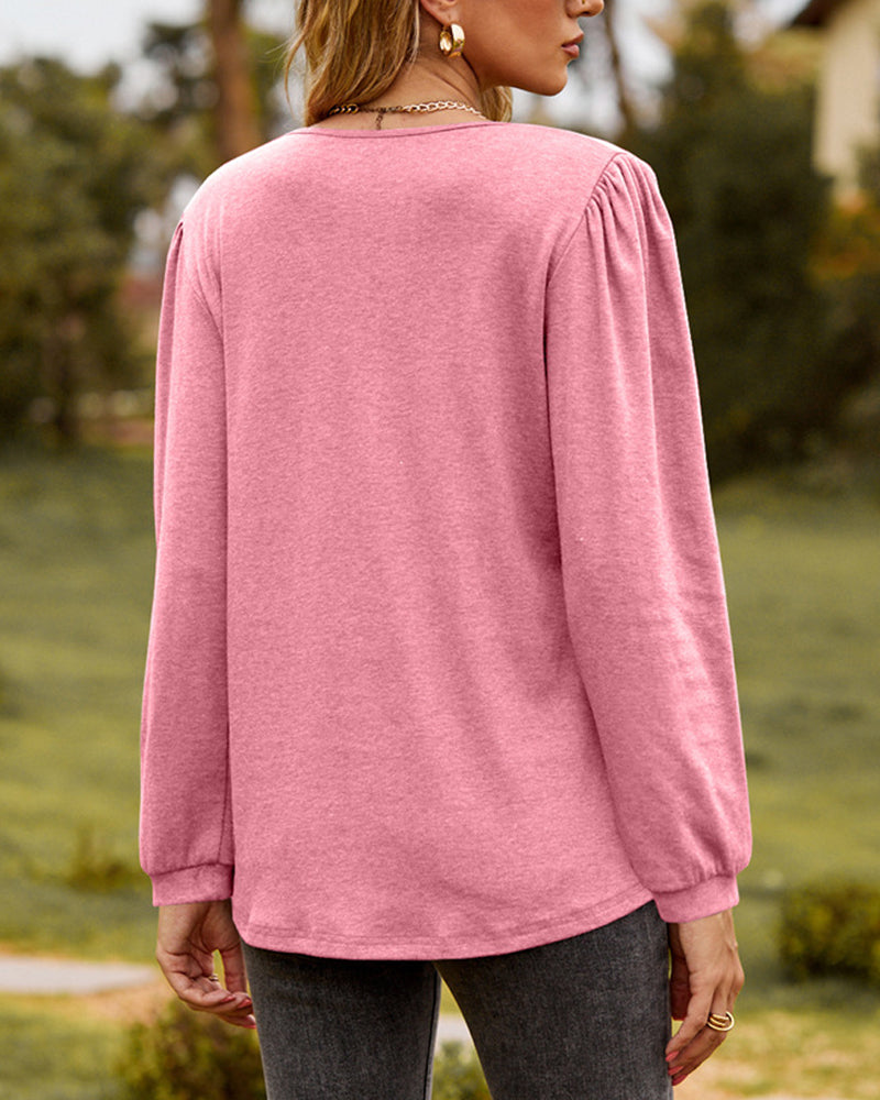 Wonme's Casual V-Neck Long Sleeve Blouses