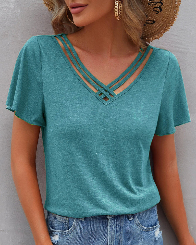 Solid color Cut Out T-shirt