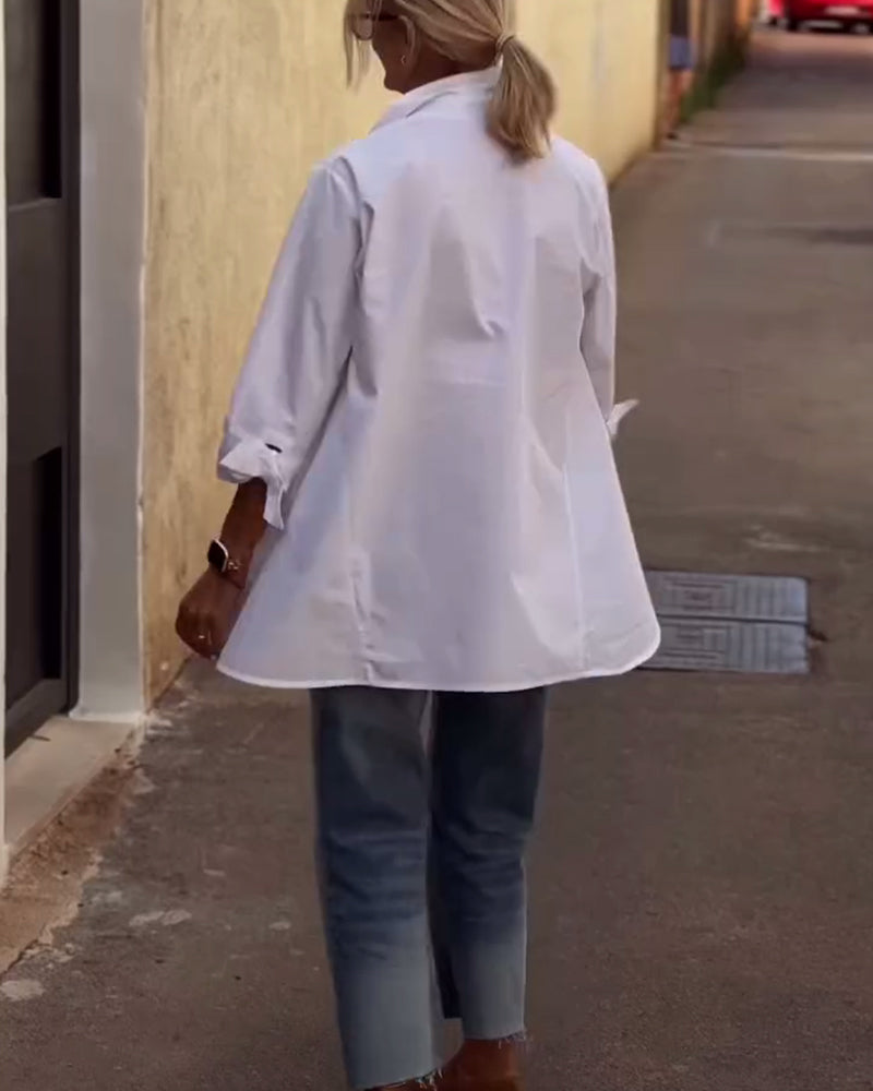 Lapel Long-Sleeved Casual Shirt