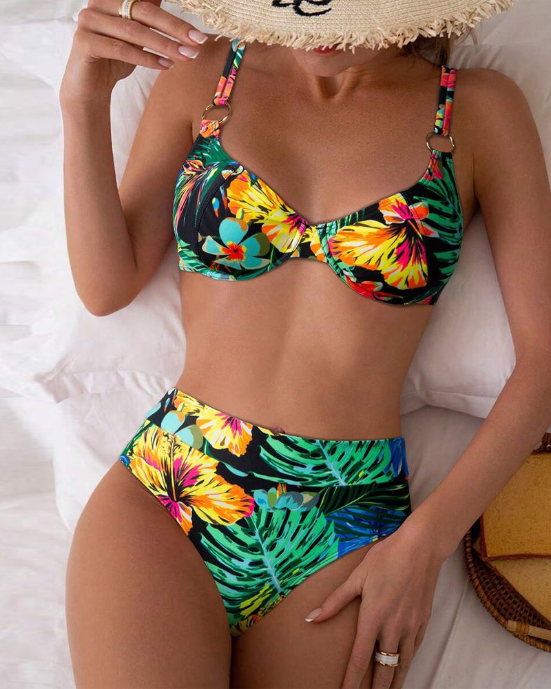 Sexy Printed Push-Up Bra Triangle Bikini