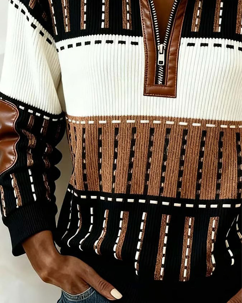 Half-Zip Collar Fashion Retro Sweatshirt