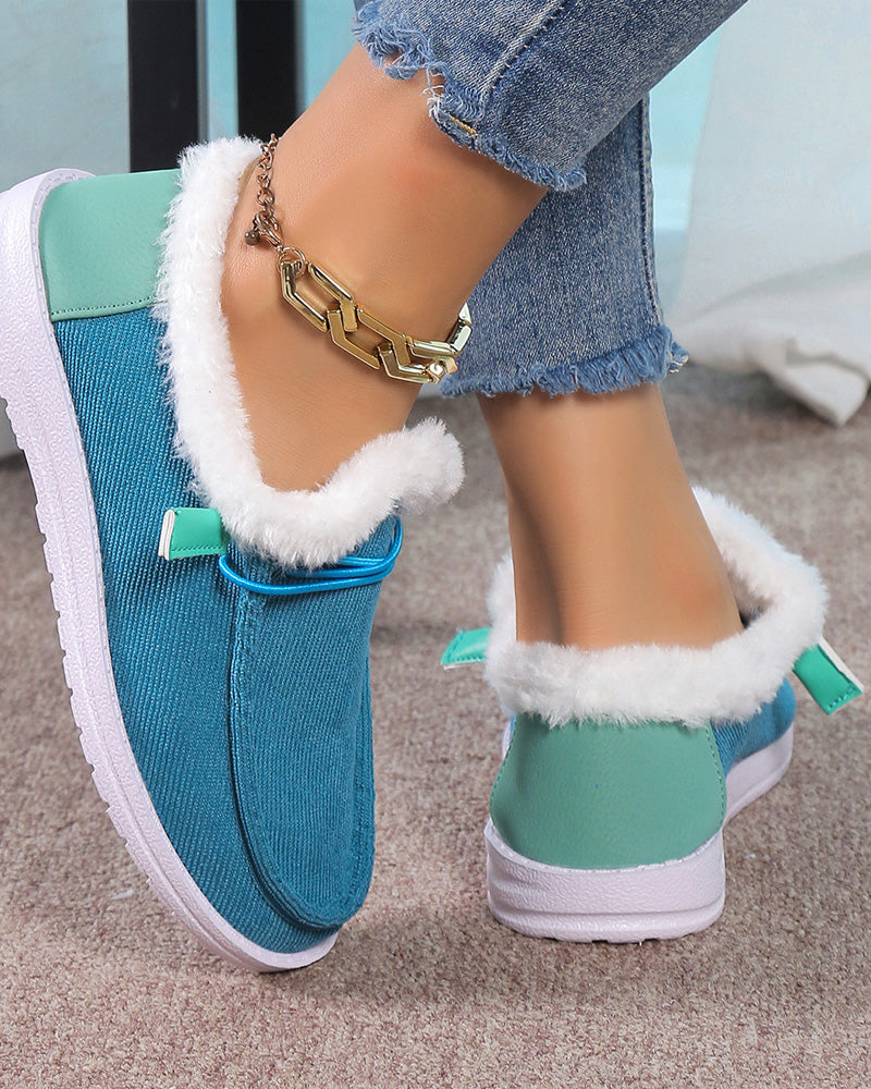 Solid color thick warm cotton shoes