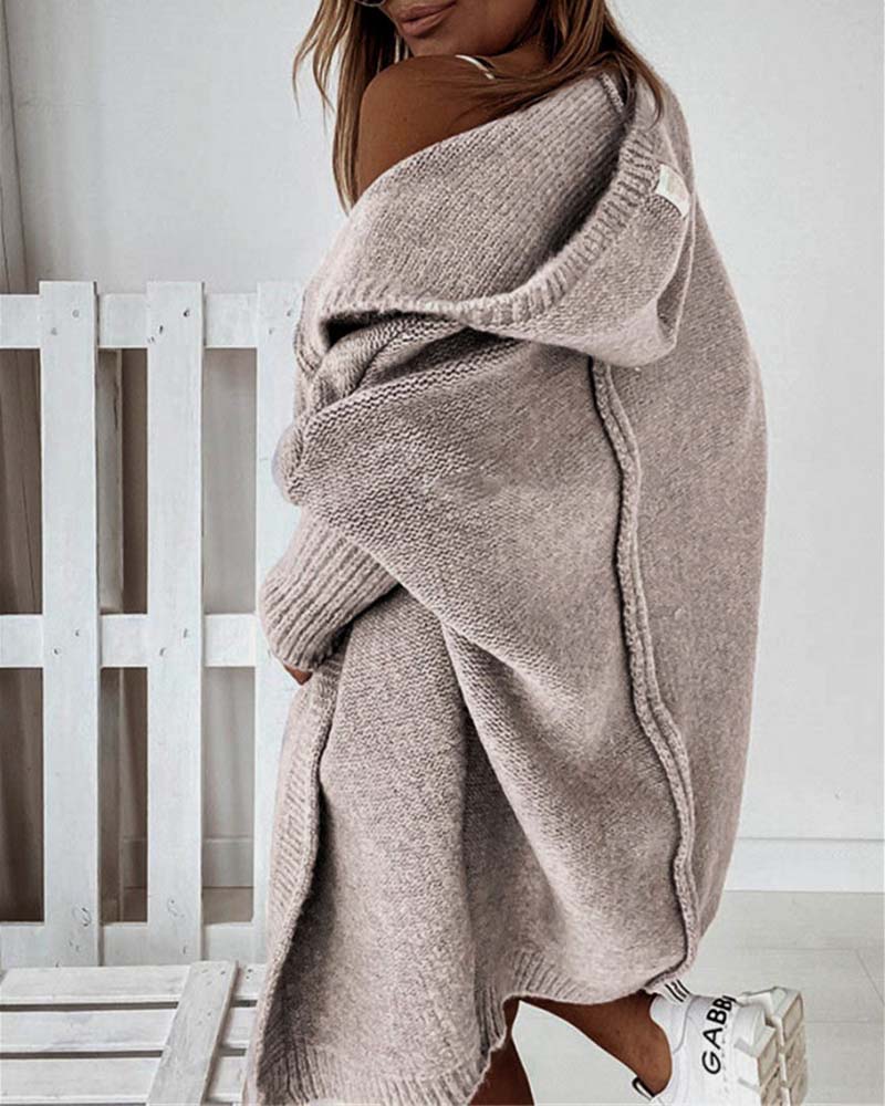 Simple solid color bat hooded cardigan