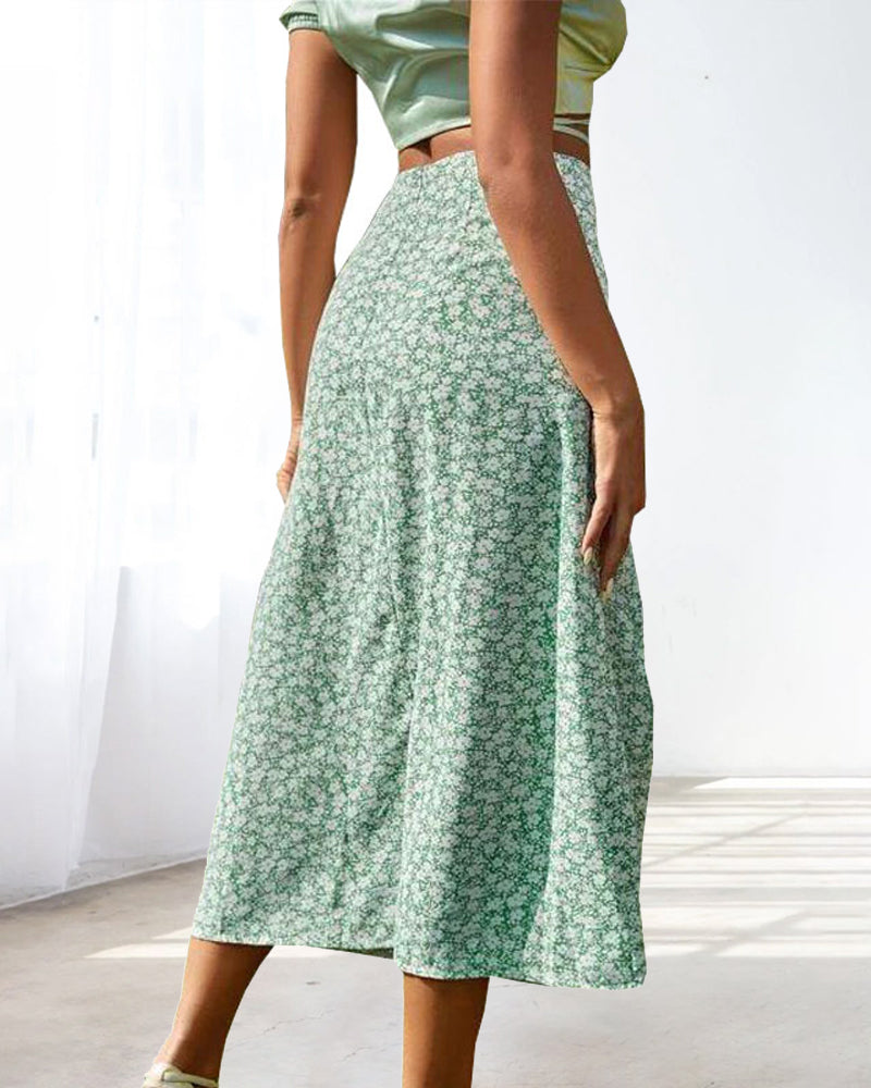 Slit mid waist bag hip skirt