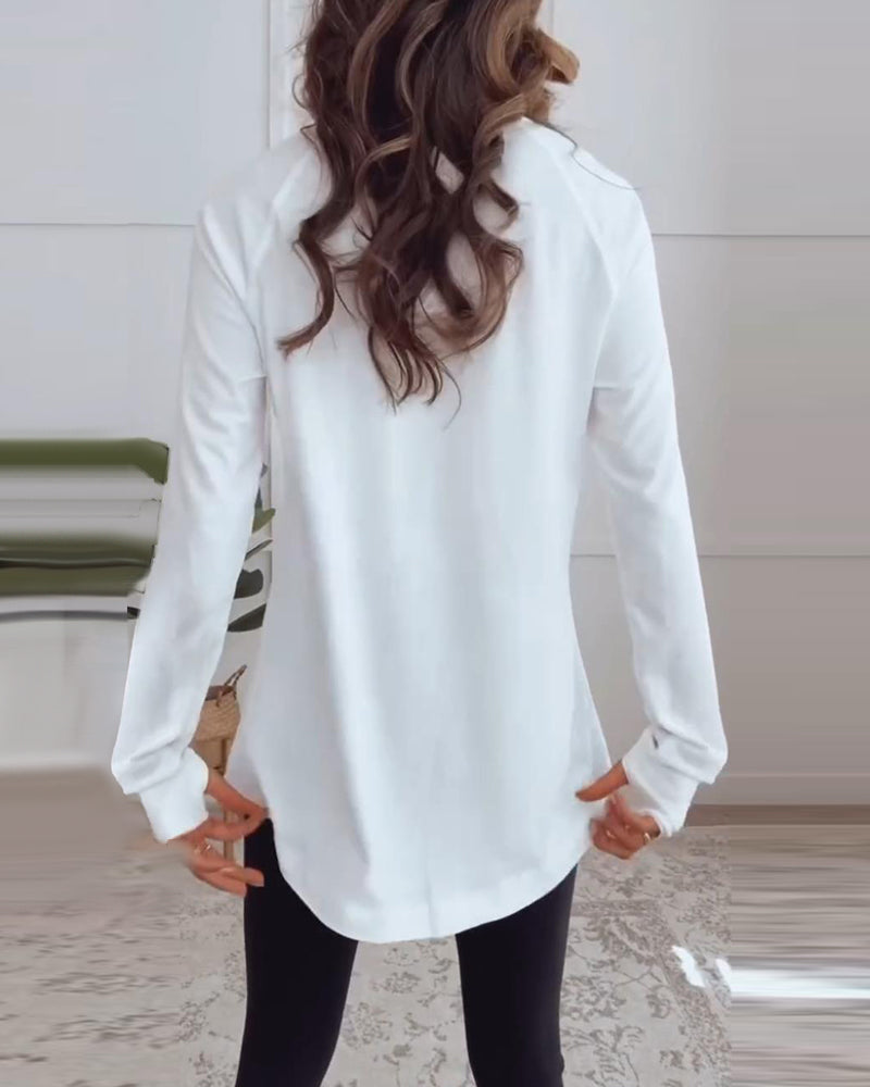Solid color long sleeve casual top