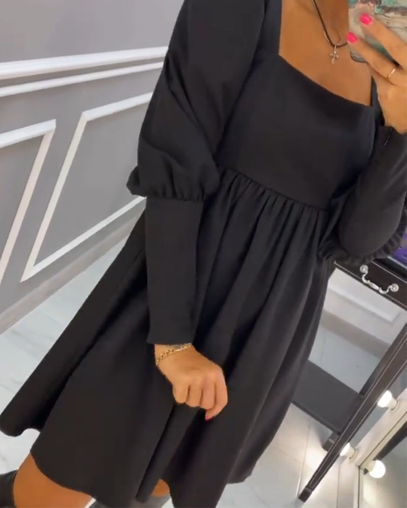 Elegant Square Neck A-Line Dress