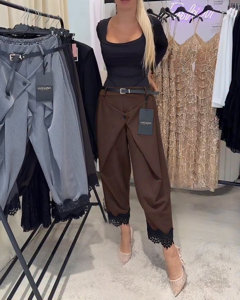 Fashionable Lace Stitching Harem Pants