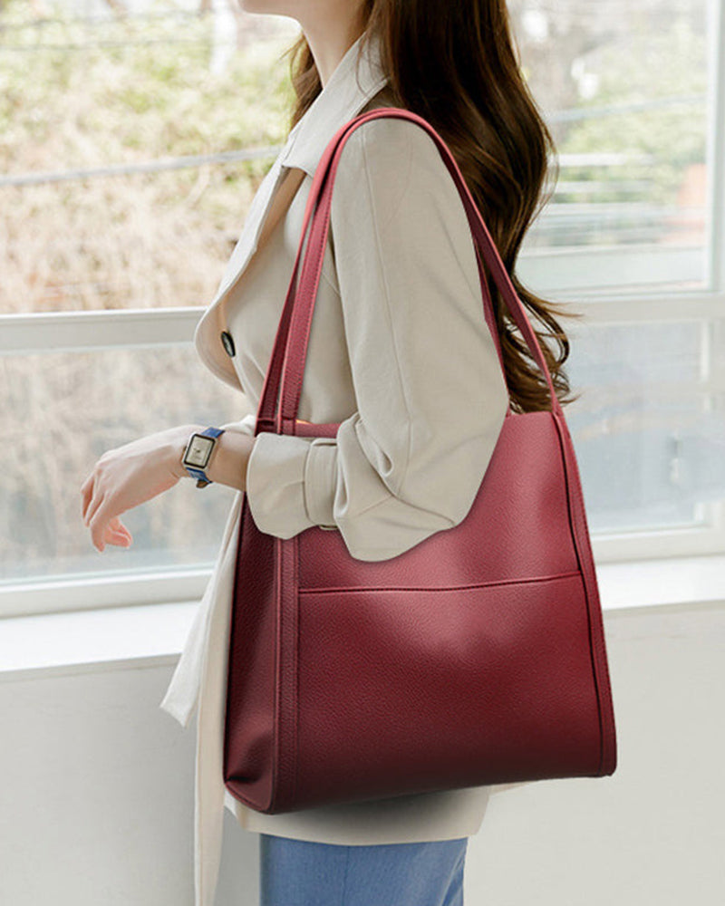 Solid color simple shoulder bag