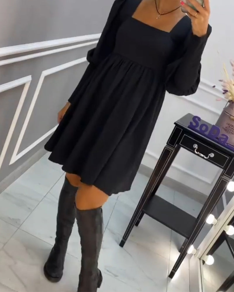 Elegant Square Neck A-Line Dress