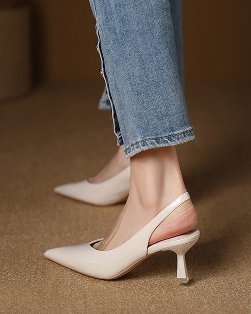 Solid color temperament pointed high heels