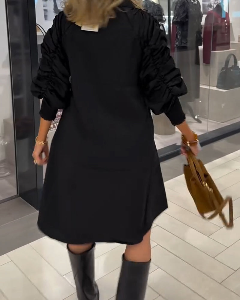 Fashion Lapel Solid Color Shirt Dress