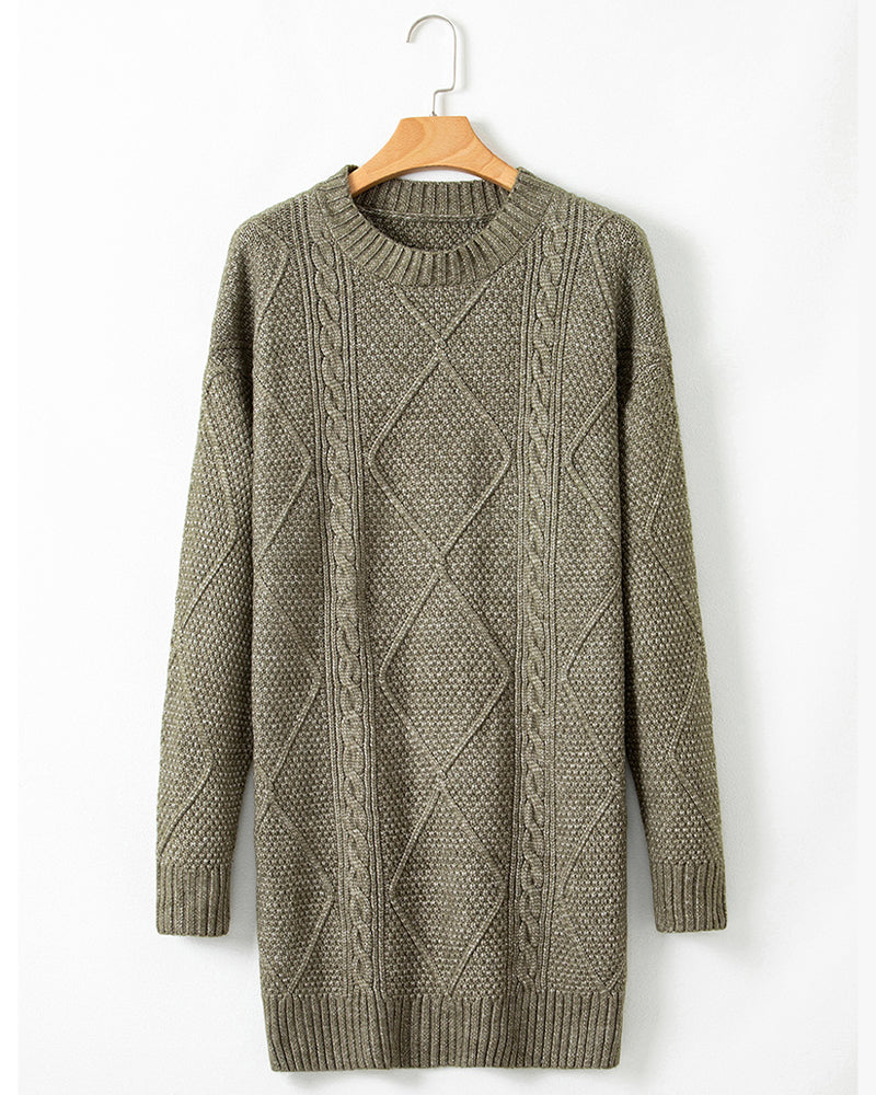 Casual Round Neck Solid Color Sweater Dress