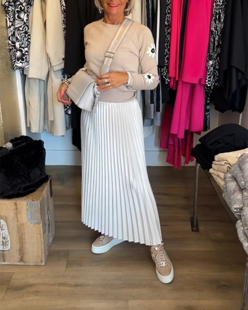 Pleated solid color dress