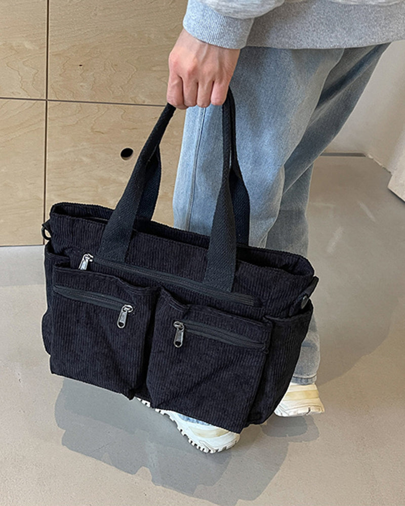 Solid color corduroy bag