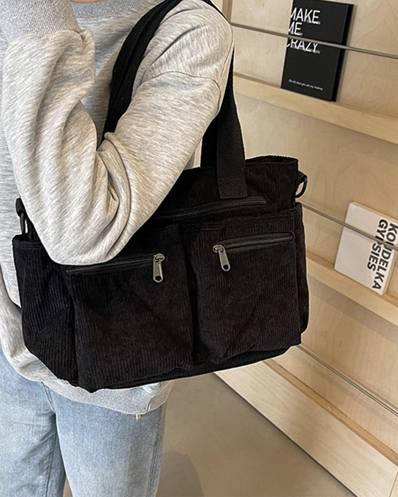 Solid color corduroy bag
