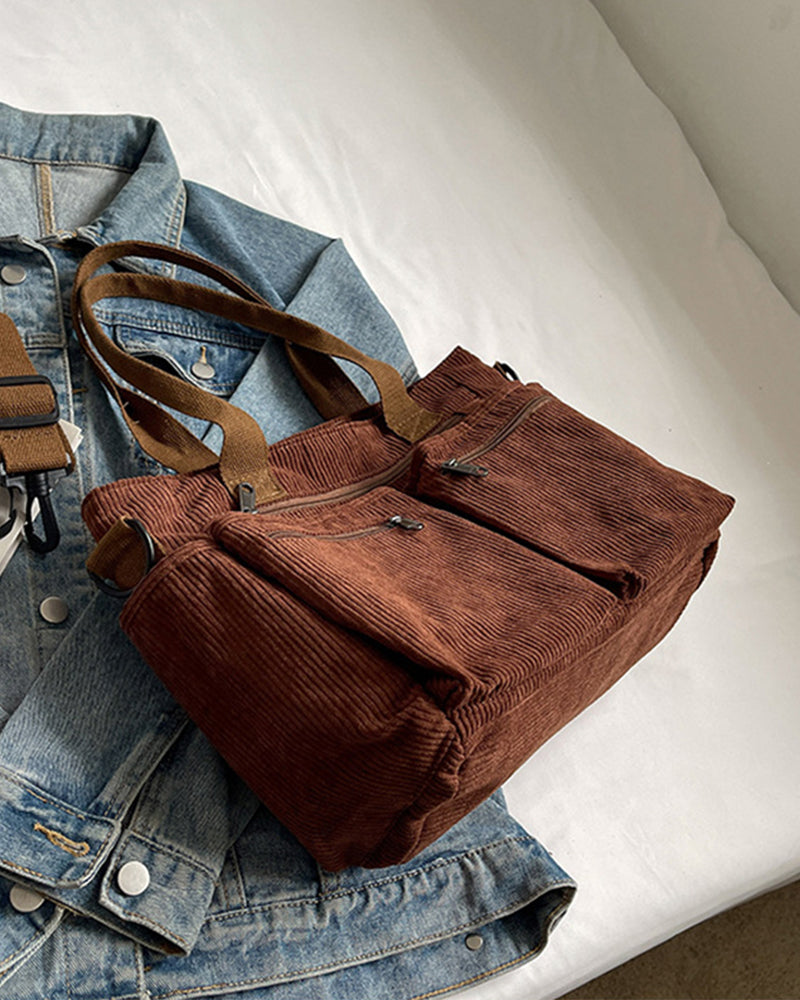 Solid color corduroy bag