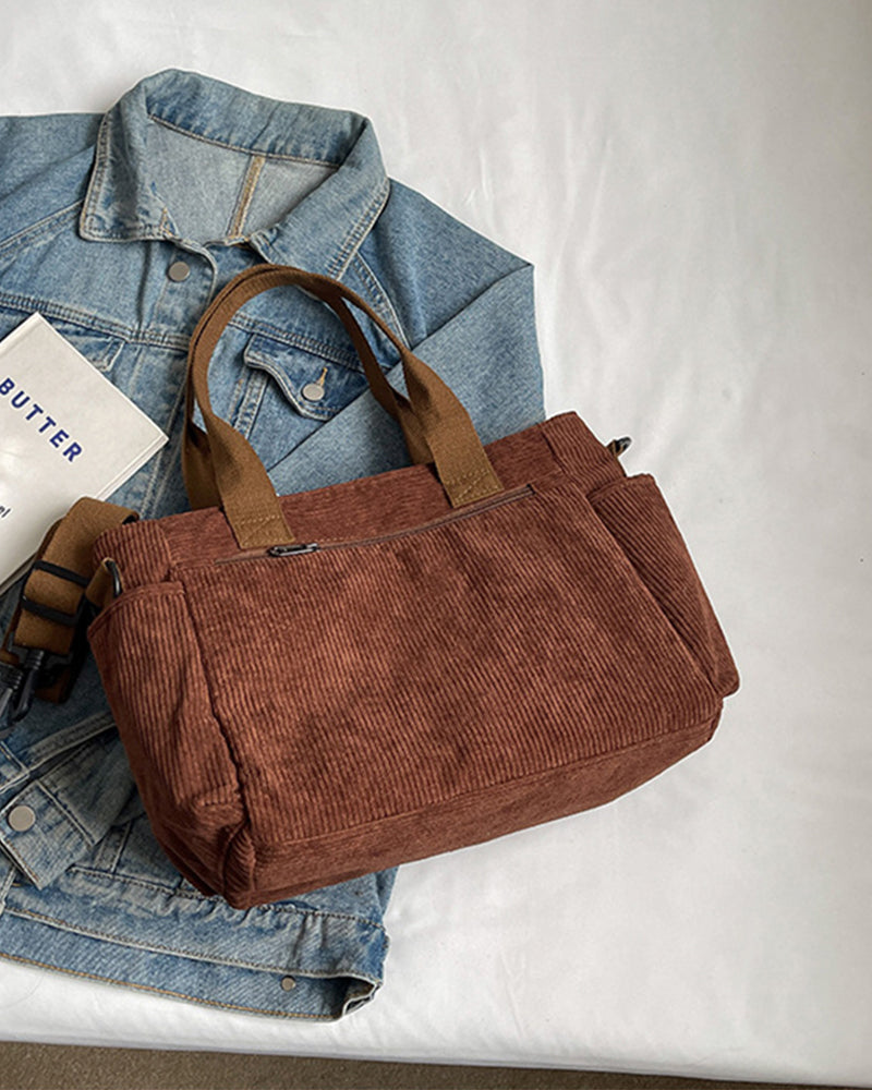 Solid color corduroy bag