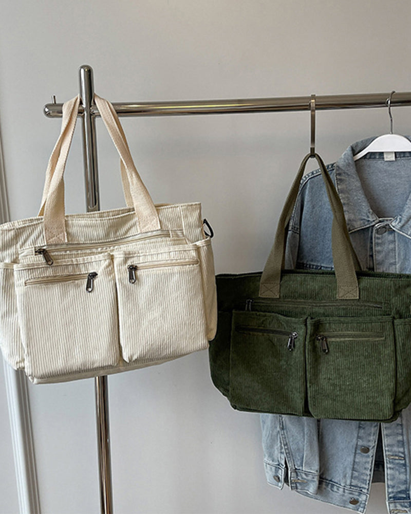 Solid color corduroy bag