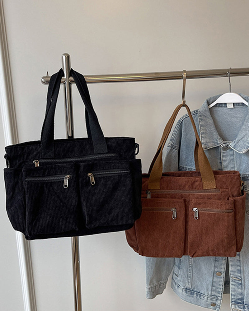 Solid color corduroy bag