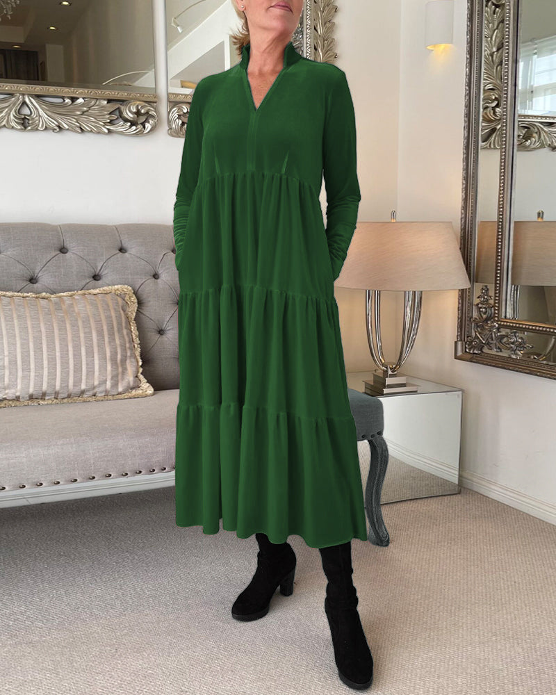 V-neck patchwork dress