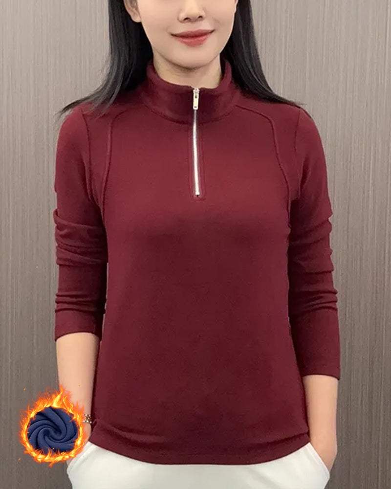 Half Zip Fleece Long Sleeve Top