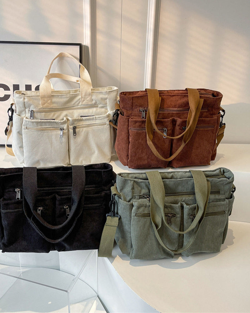 Solid color corduroy bag