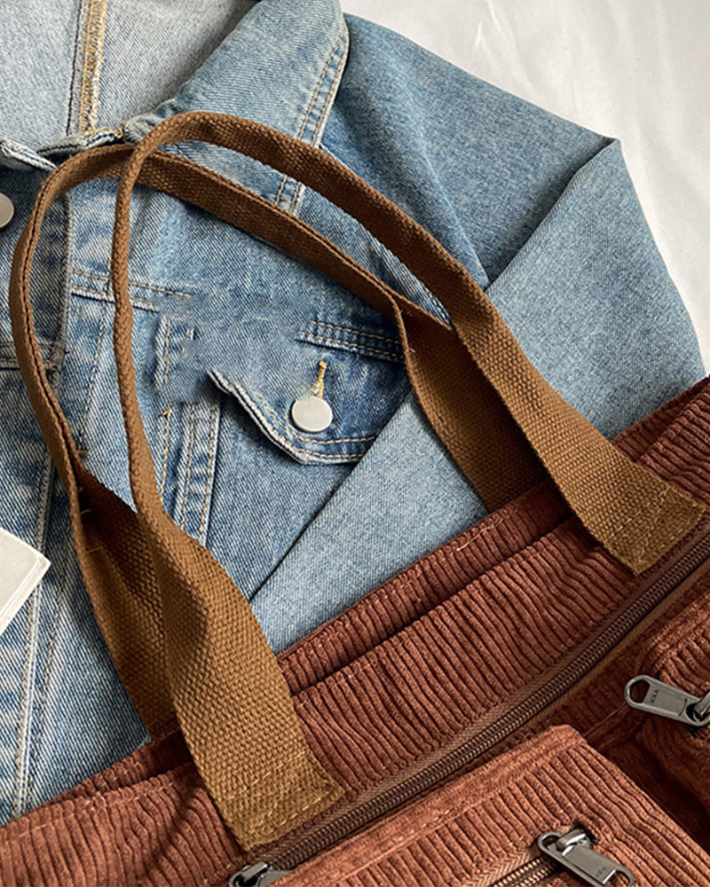 Solid color corduroy bag