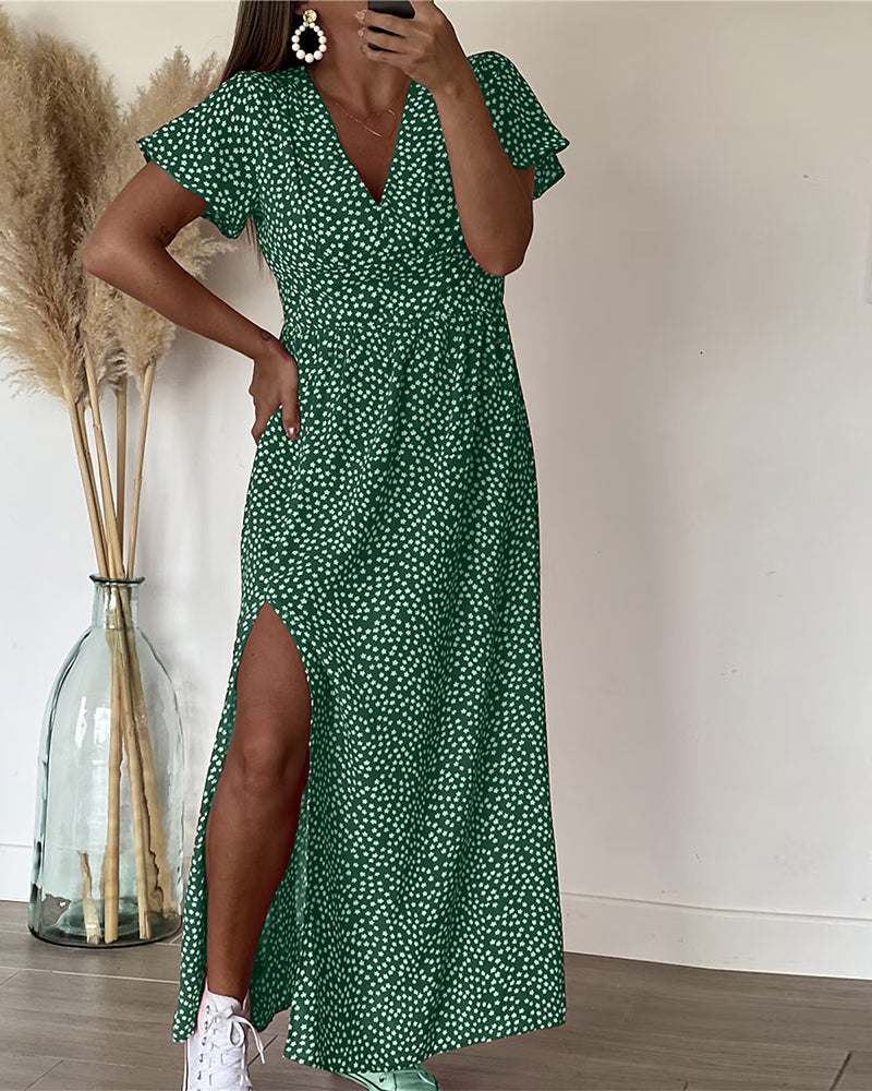 Printd v-neck maxi dress