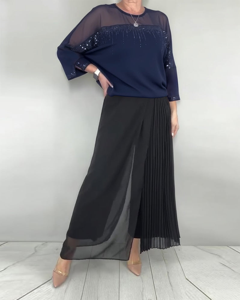 Mesh Splicing Loose Blouse